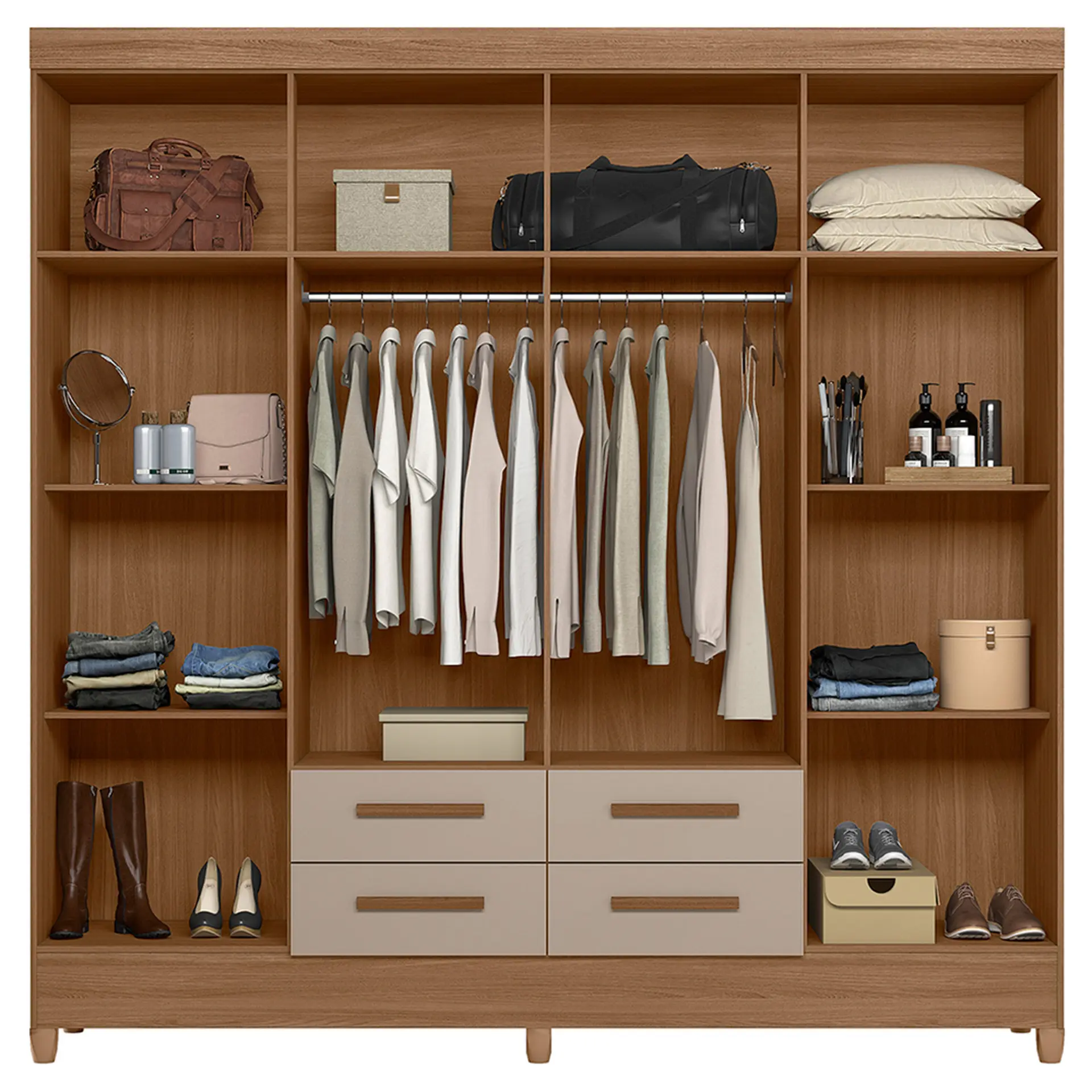 Guarda-Roupa Casal 8 Portas Bater 4 Gavetas MDP Flórida Moval Roupeiro