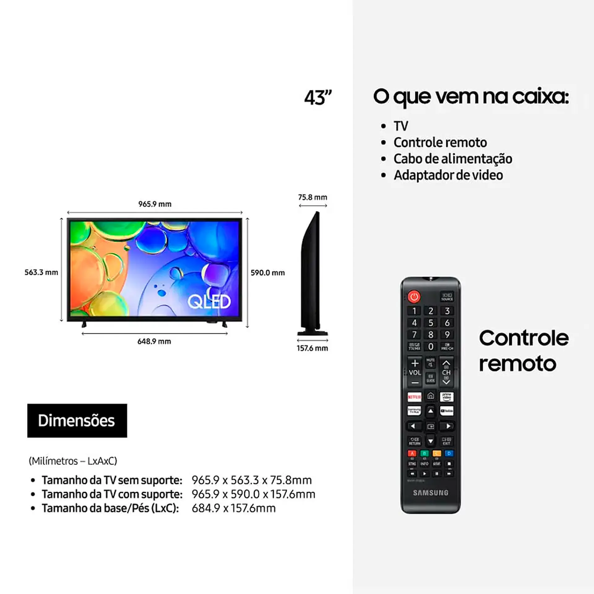 Smart TV Samsung 43" Full HD Wi-Fi Tizen Hyper Real QN43Q5FAAGXZD