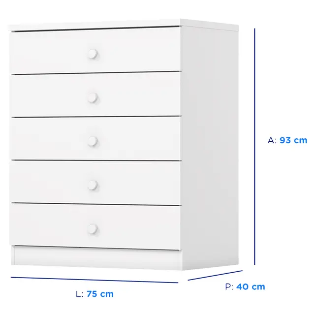 Cômoda Henn Bala de Menta 5 Gavetas 