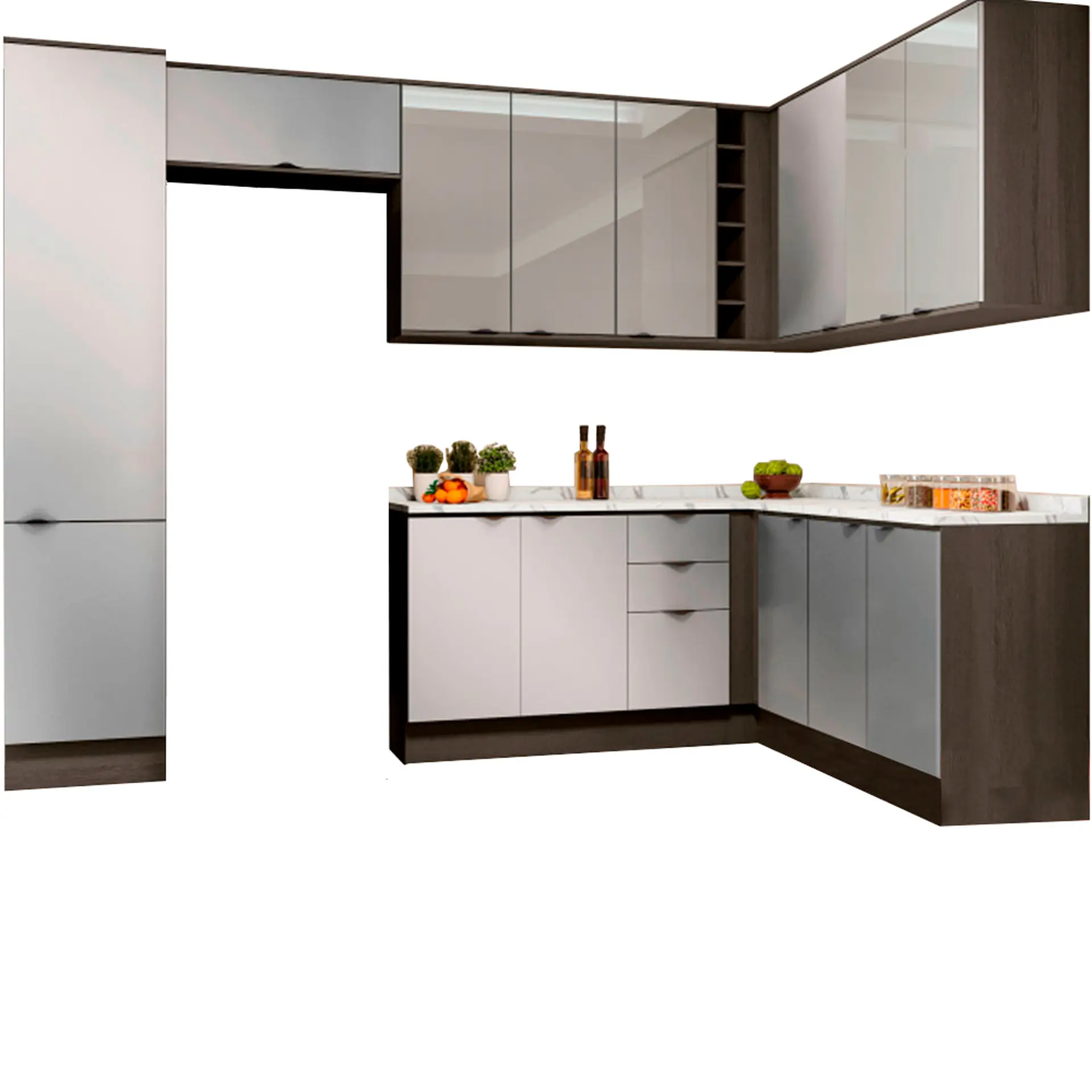 Cozinha Modulada 8 Peças 14 portas 3 gavetas MDP Nox Kappesberg