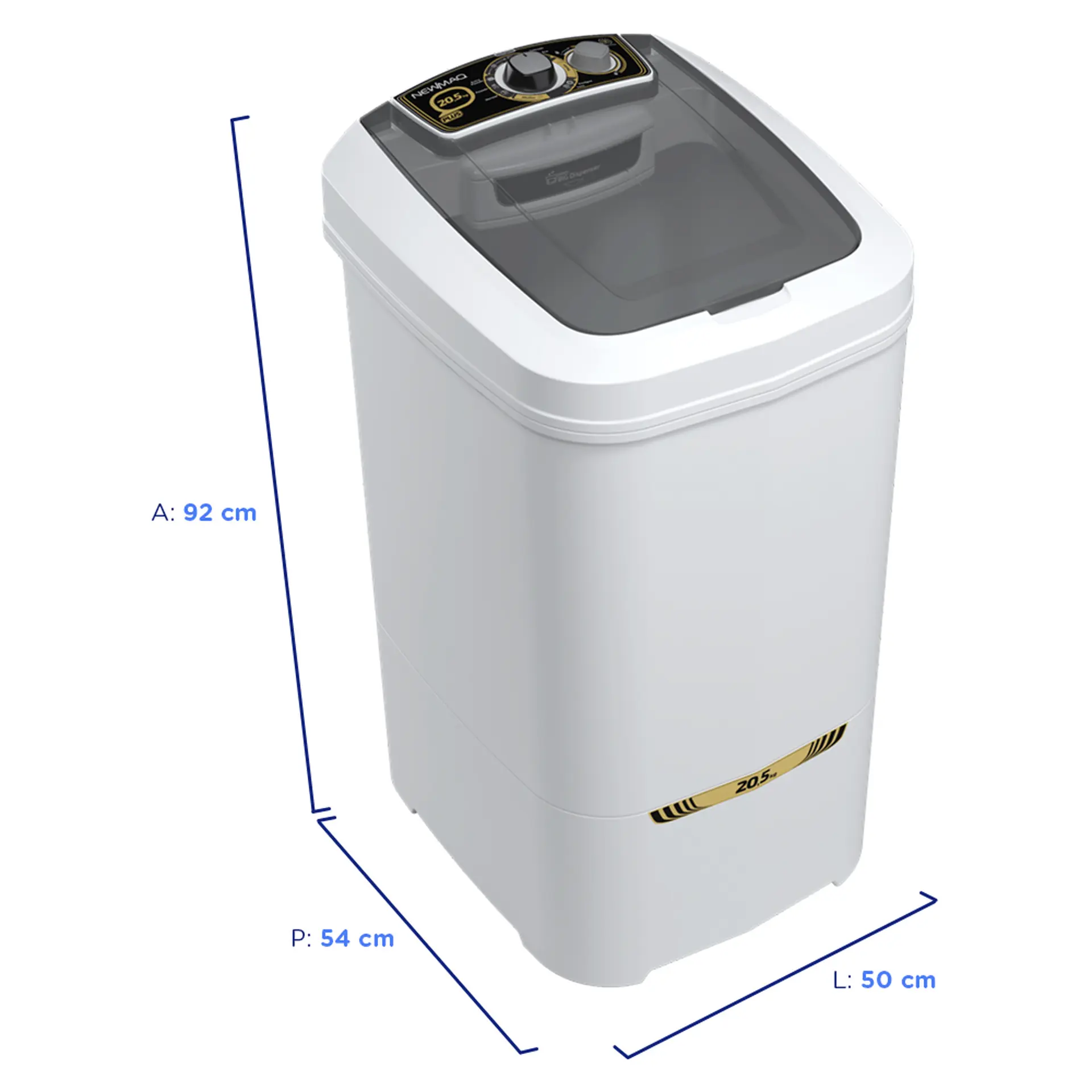 Tanquinho Newmaq Plus 20kg Semiautomático com Big Dispenser