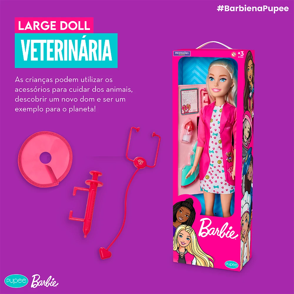Boneca Barbie - Profissões - Grande - C/Acessórios - 66cm