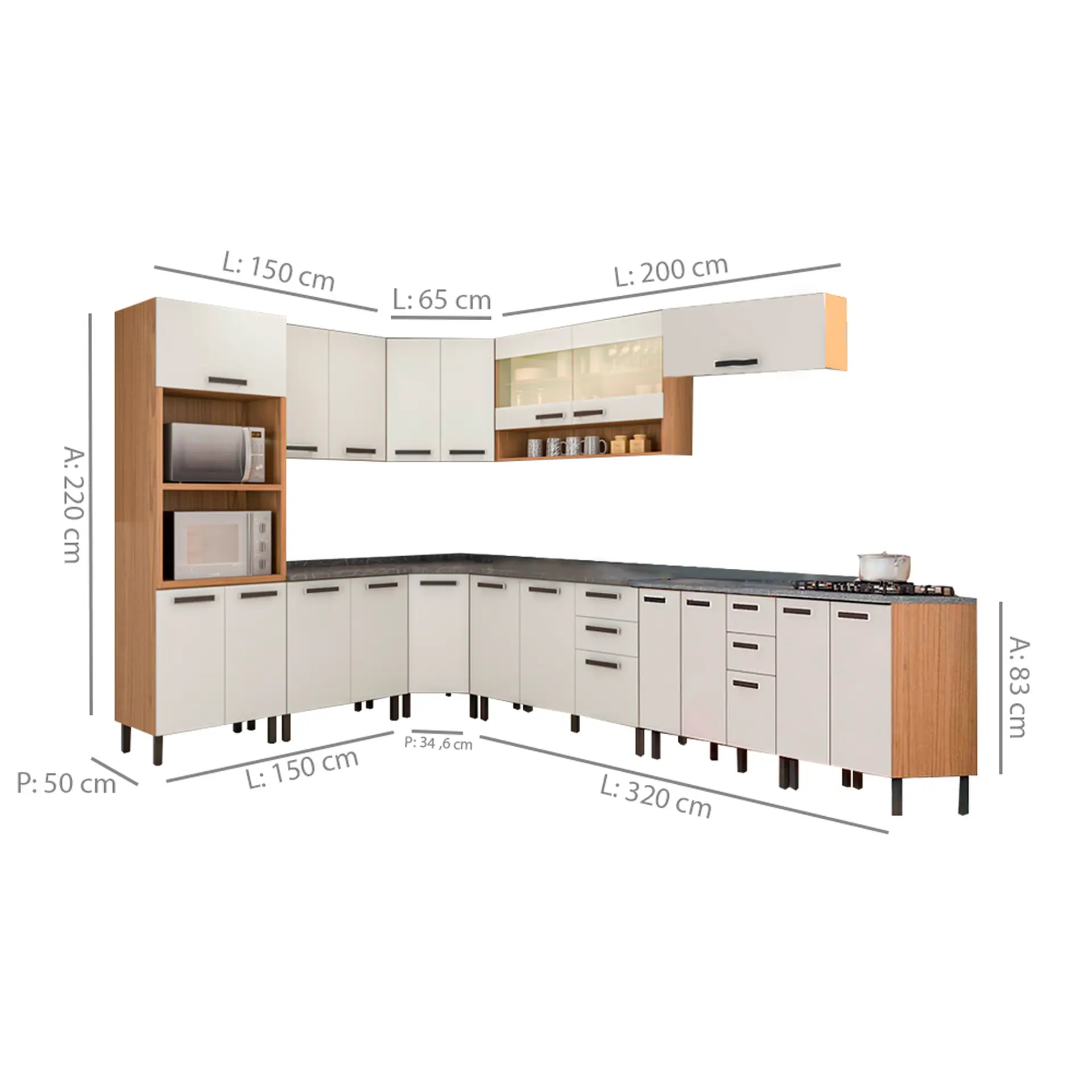 Cozinha Completa Modulada 10 Peças 21 Portas 4 Gavetas MDF New