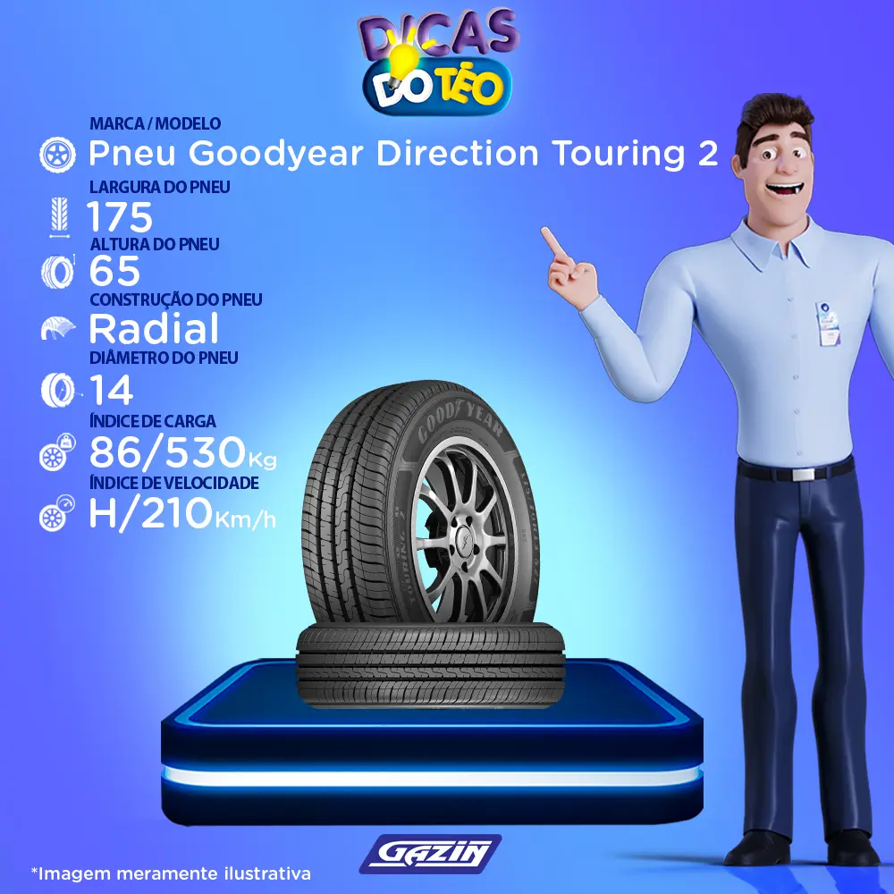 Pneu Goodyear Direction Touring 2 Aro 14 175 65R14 86H Assim trico