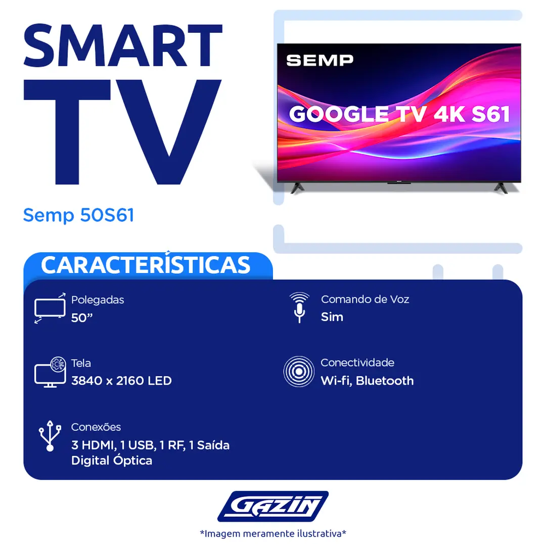 Smart TV Semp TCL 50" LED 4K UHD Wi-Fi 50S61