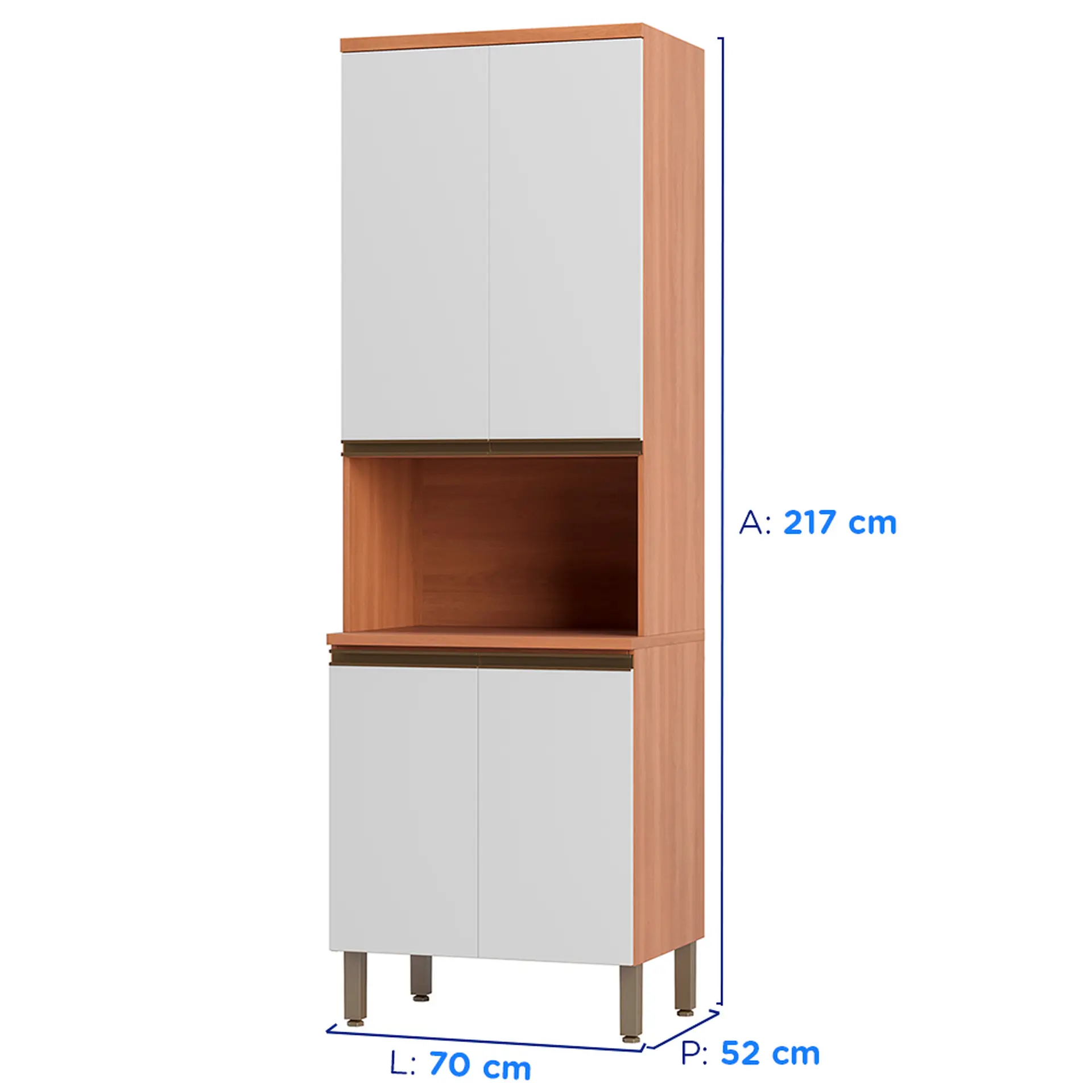 Paneleiro Telasul Macadamia MDP 70cm 4 Portas 1 Nicho