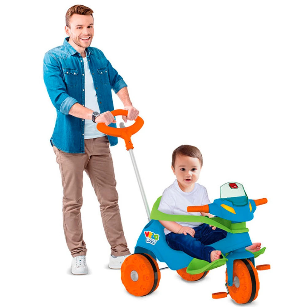 Triciclo Infantil com Empurrador Bandeirante Triciclo Smart Cinza