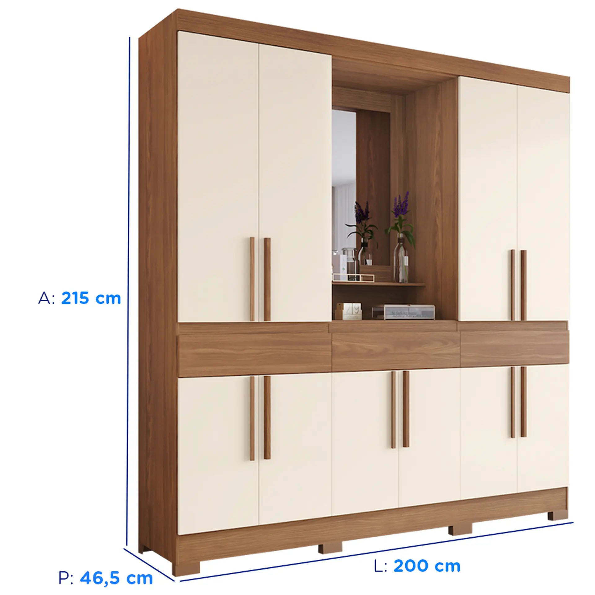 ヘドン　パル　セット Guarda-Roupa Casal 10 Portas 3 Gavetas Capela B374 Henn