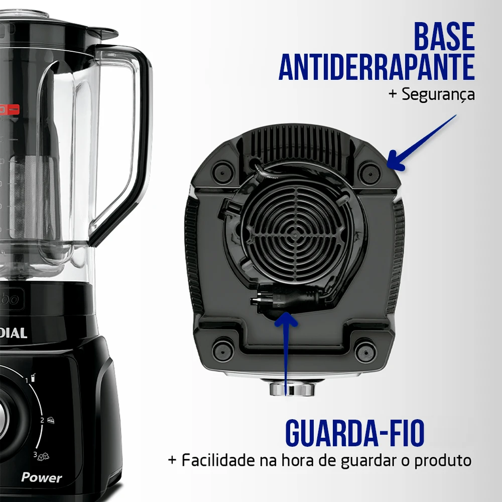 LIQUIDIFICADOR MONDIAL TURBO POWER L99FB 2,2L 550W 3 VELOCIDADES