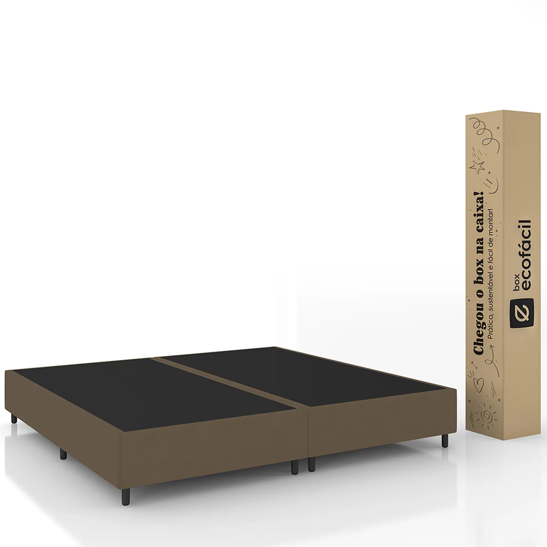 Base Cama Box Gazin Queen Size Universal Ecofácil Suede Liso 158x198 - Marrom