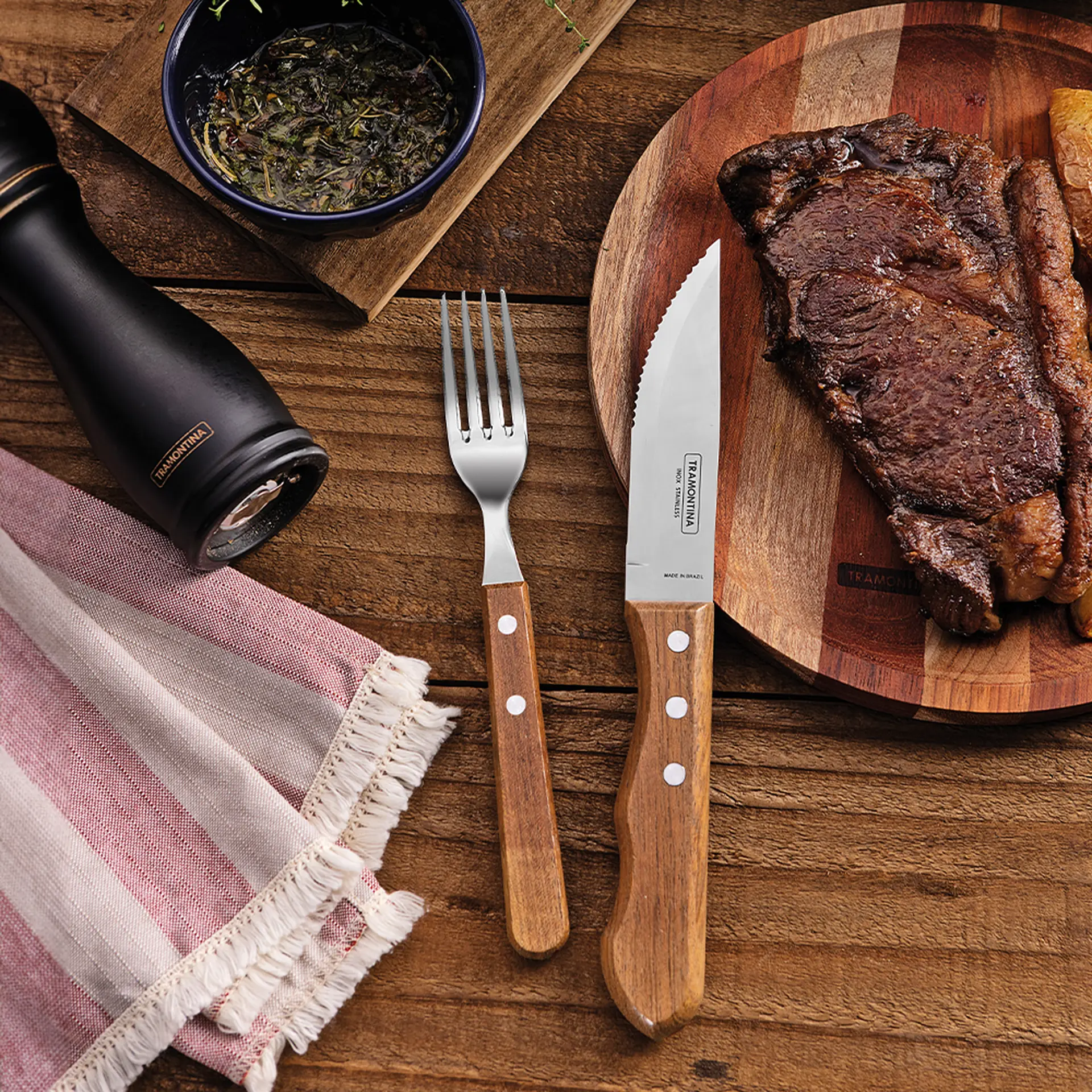 Jogo de Churrasco 12 Peças Tramontina Inox Jumbo