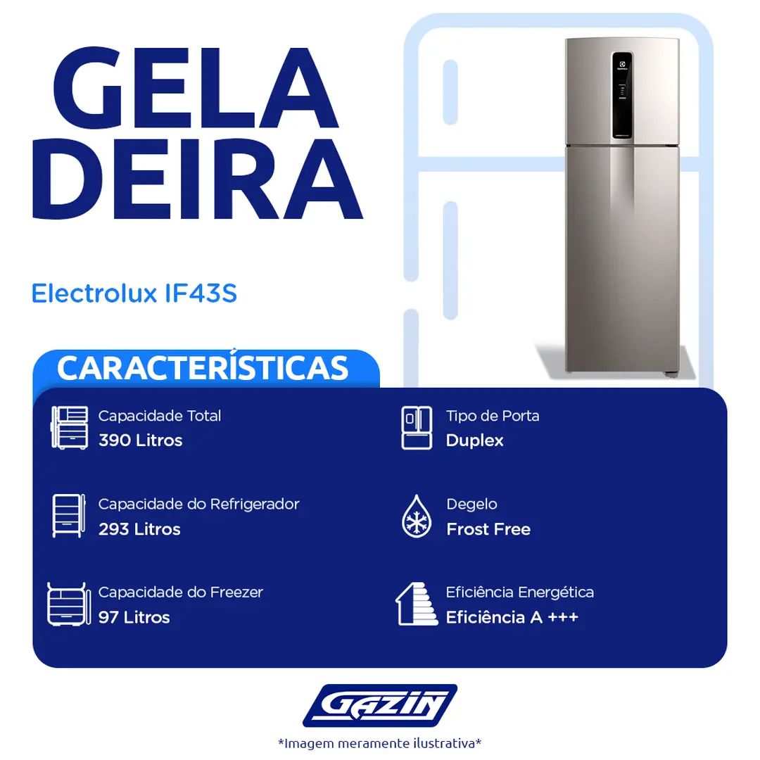 Geladeira Refrigerador Electrolux 390L Frost Free Duplex Inverter IF43S