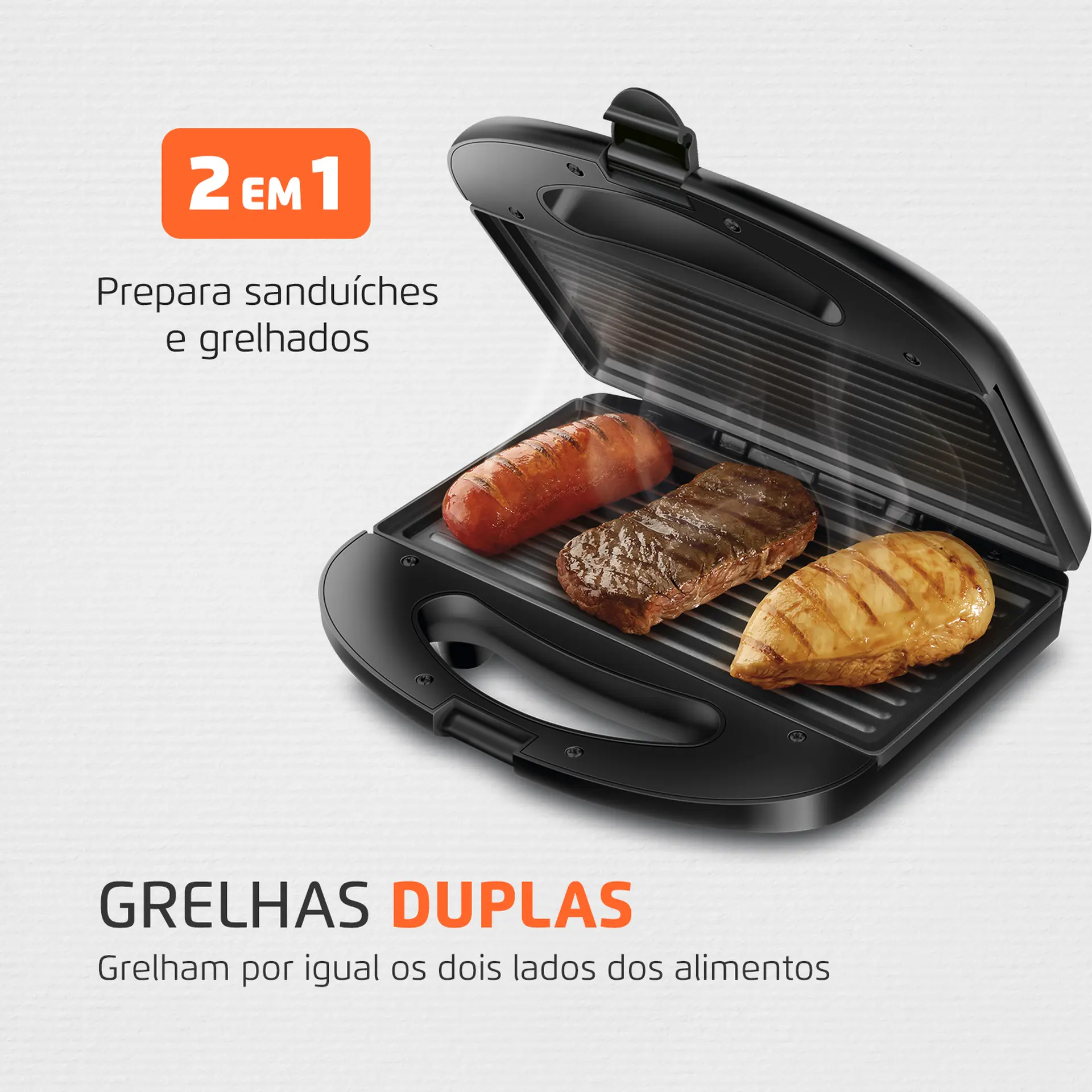 Grill Sanduicheira Mondial Pratic SN-01 750W Chapa Ondulada