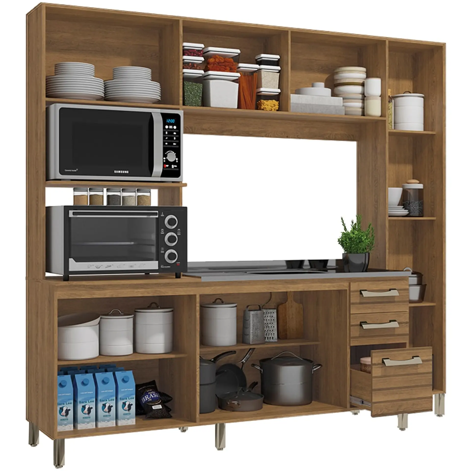 Cozinha Compacta 7 Portas 3 Gavetas Kappesberg E780
