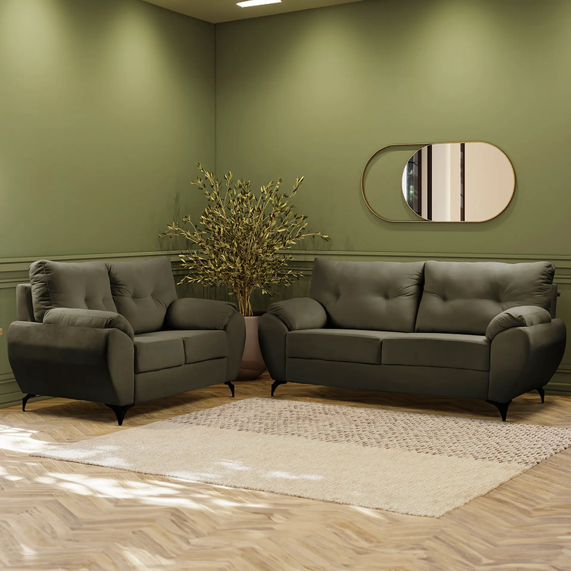 【IDEE】AO SOFA (2) Green Sofá 2 e 3 Lugares Verde 200 Corsa - Alpoim Estofados