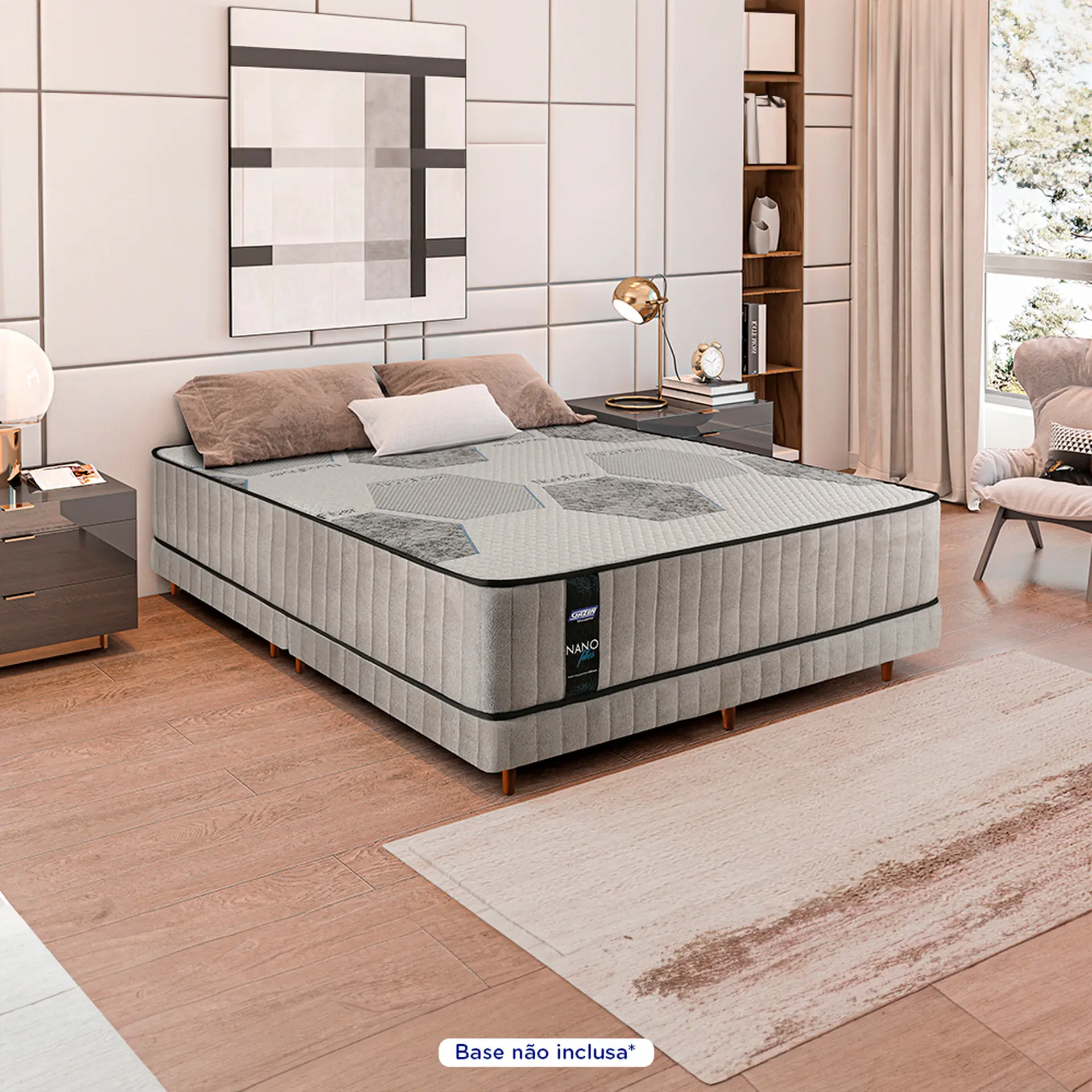 Colchão King Size Molas Ensacadas Gazin Nanofiber 193x203 - Cinza Claro