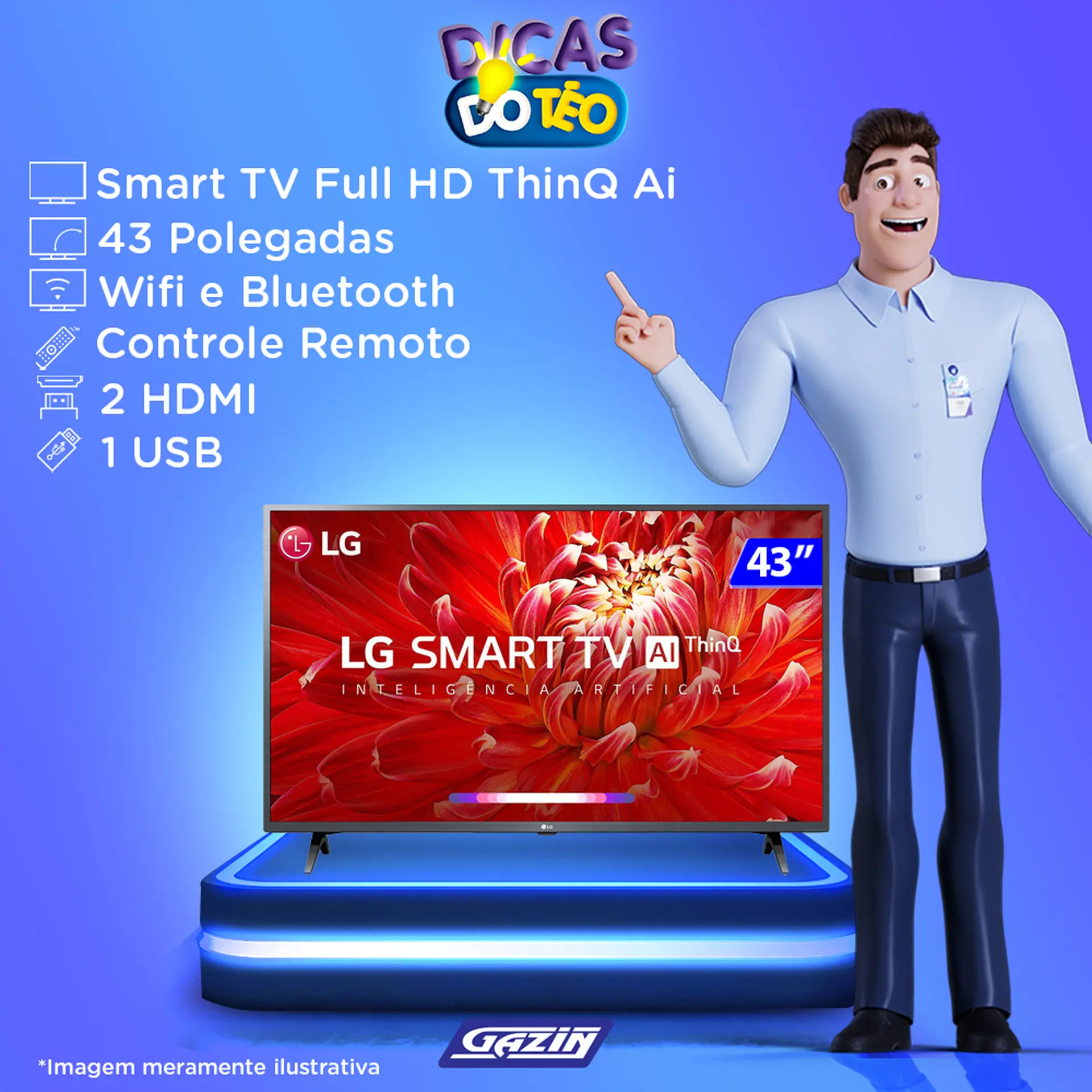 TV LG LED FHD Smart 43 43LM6370PSB