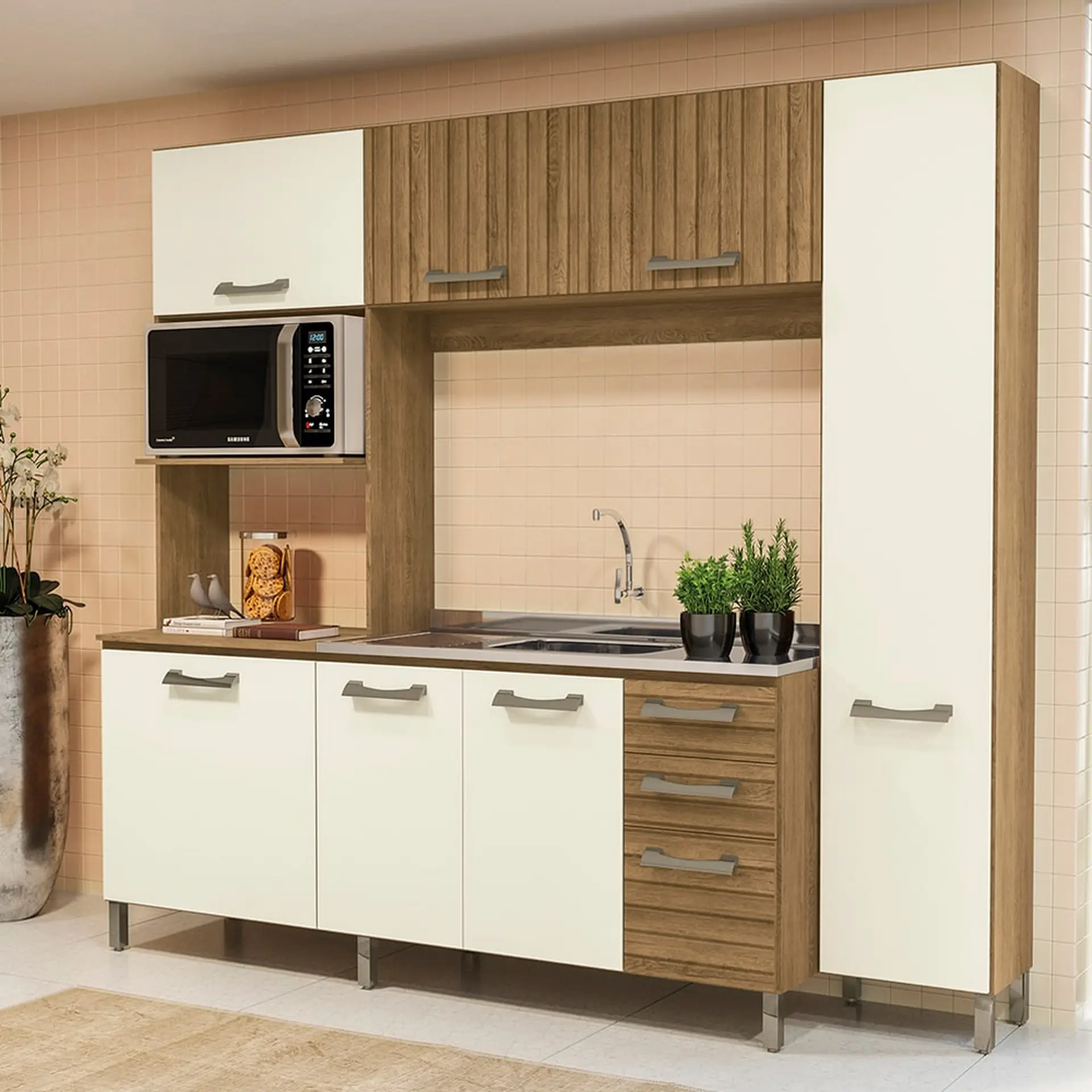 Cozinha Compacta 7 Portas 3 Gavetas Kappesberg E780