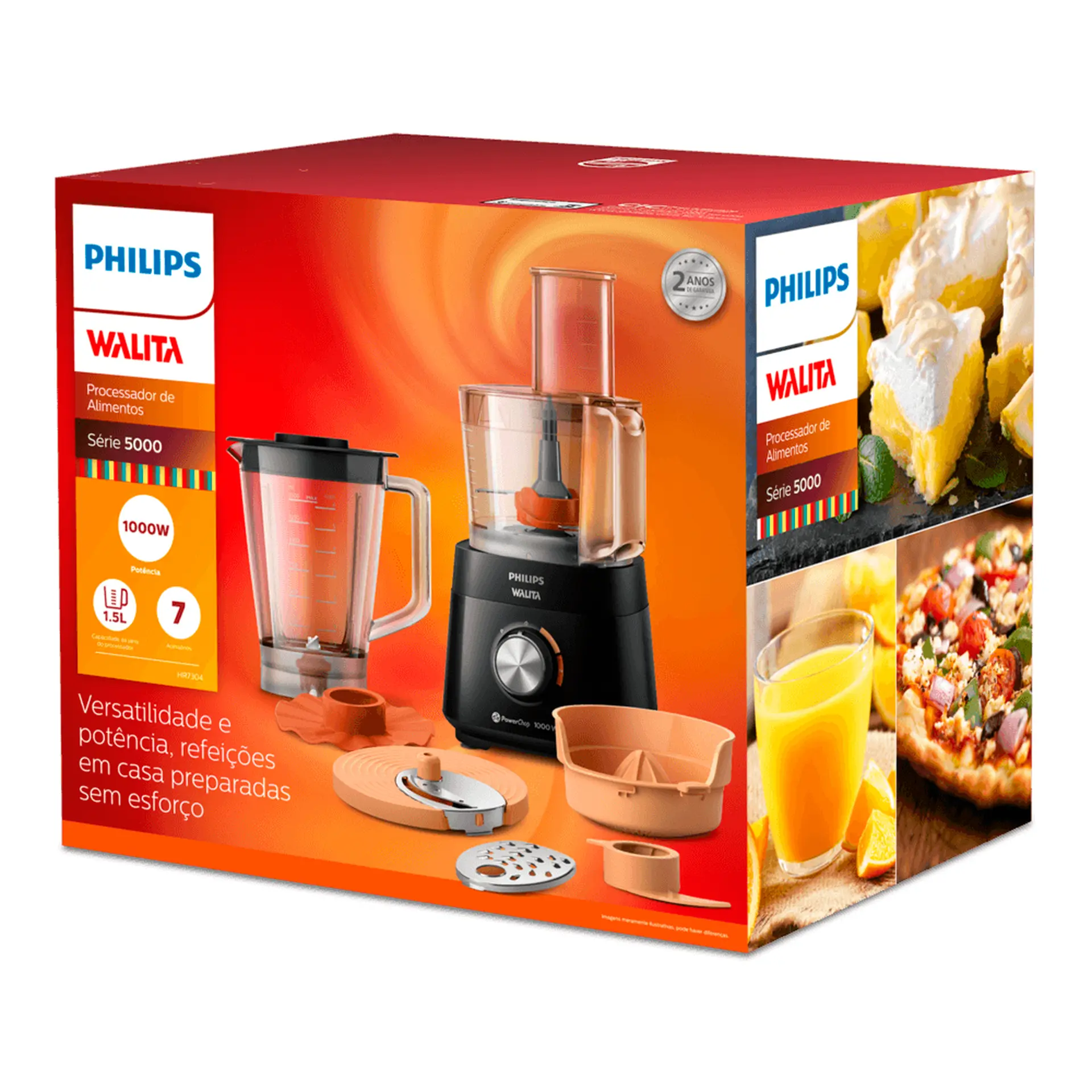 Multiprocessador Philips Walita 2 velocidades 7 em 1 PowerChop 1000W - Preto - 220 Volts