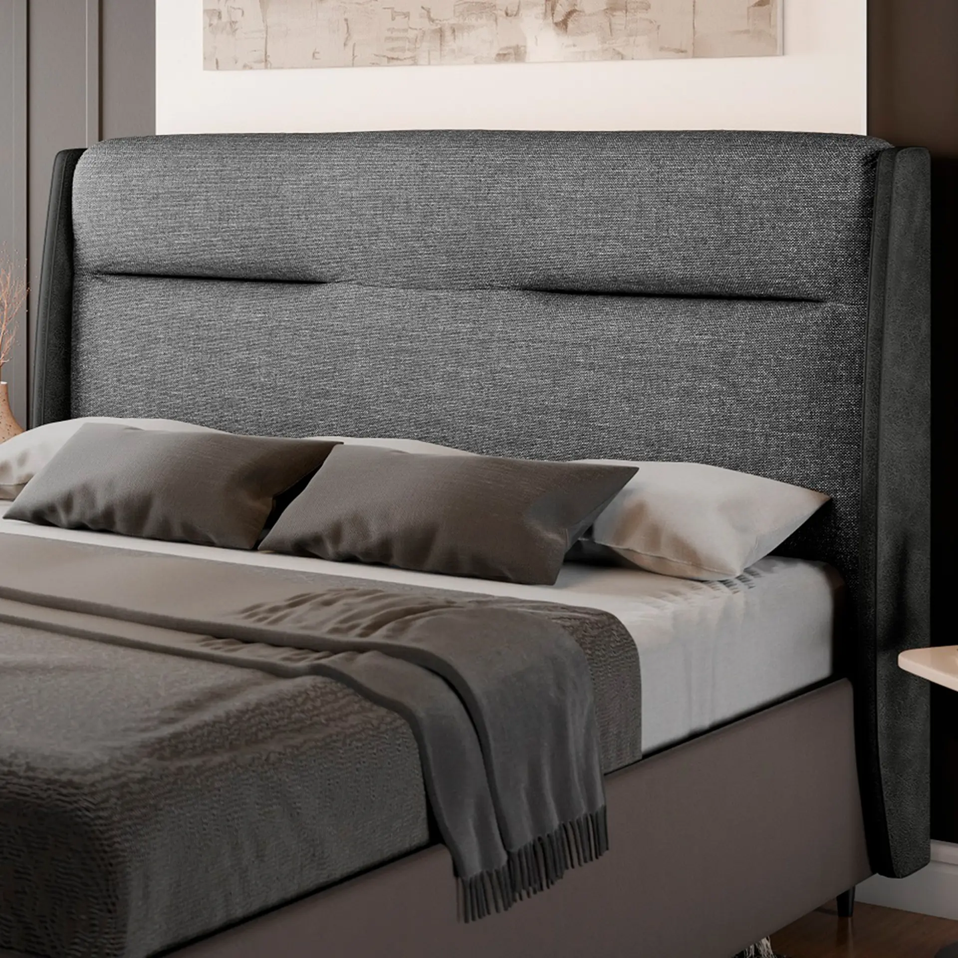 Cabeceira King Size Estofada 195cm Braga Dobue - Grafite LHP/Chumbo CV