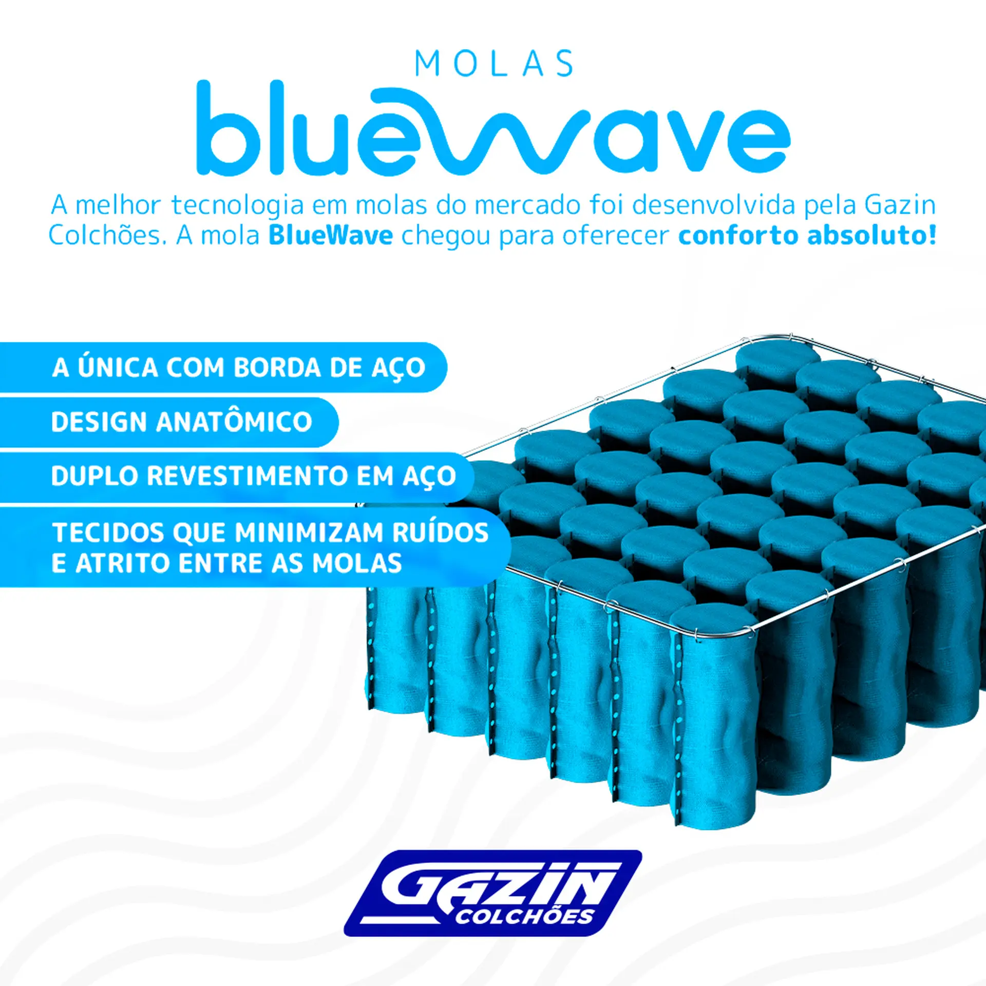 Colchão Queen Size Molas BlueWave Gazin Vercelli 158x198 - Preto/Branco