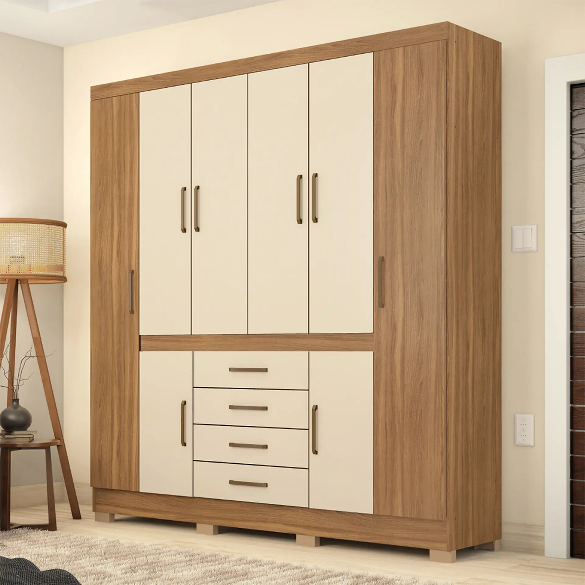 Guarda-Roupa Casal 8 Portas Bater 4 Gavetas New Realce Demóbile