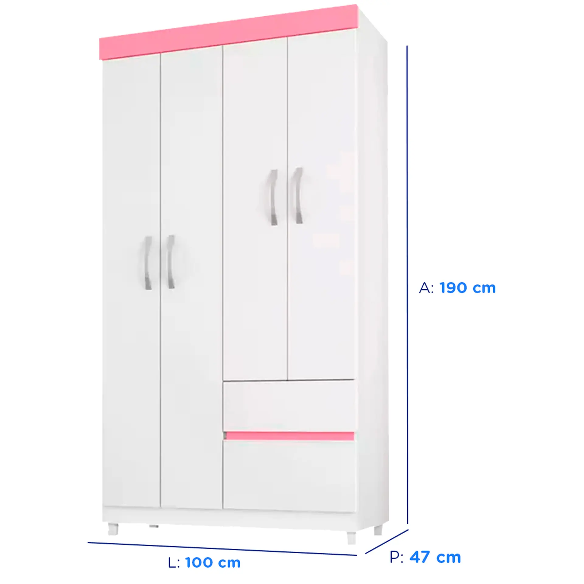 Guarda-Roupa Solteiro 4 Portas 2 Gavetas Lotus Demóbile