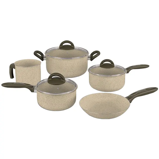 JOGO DE PANELAS BRINOX SUPREMA REV. CERAMICO 5PCS VANILLA