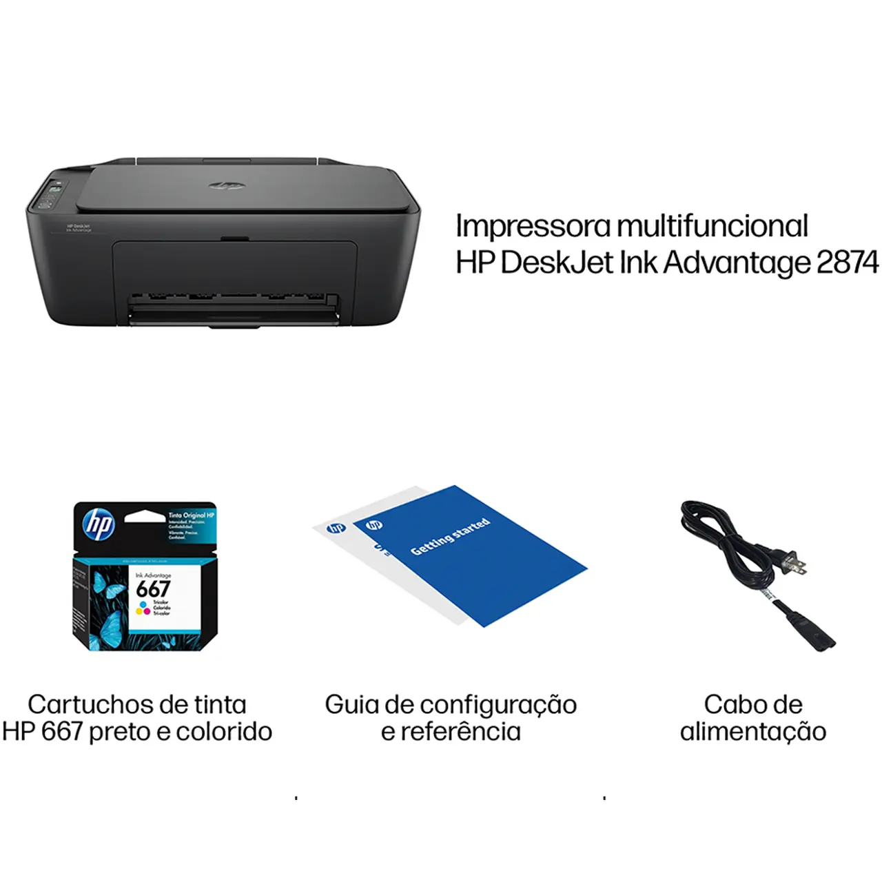 Impressora Multifuncional Jato de Tinta WIFI HP Deskjet Ink Advantage 2874